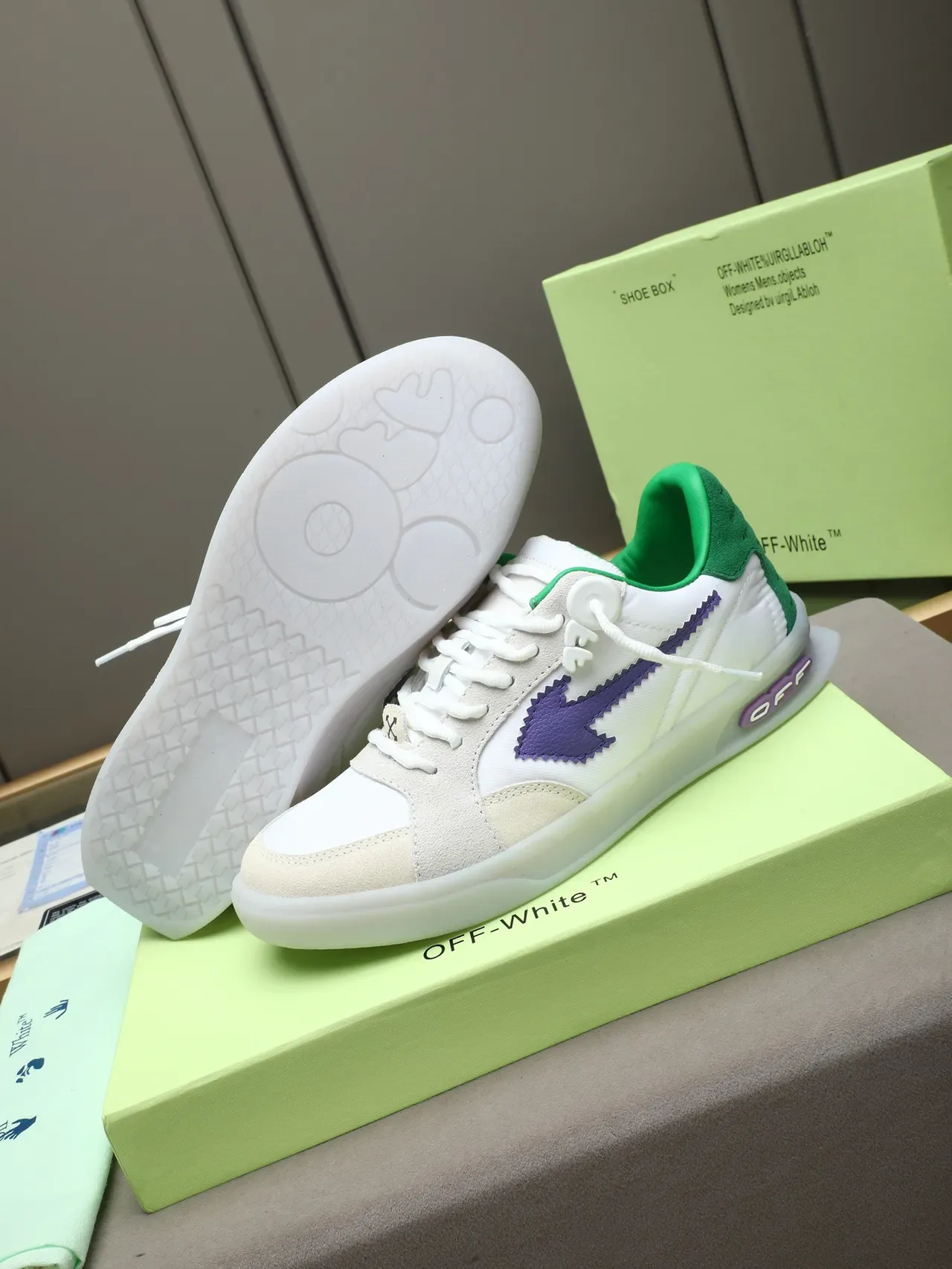 Off-White Arrow Motif White Green Purple Lifestyle Sneakers 5