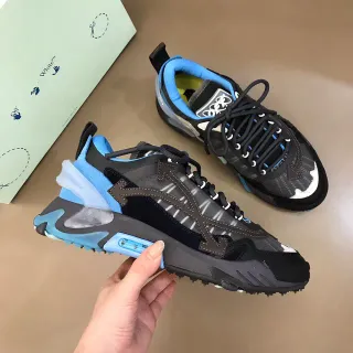 Off-White Chaussures Chunky Noires Bleues Runner Industriel Upper Maille-Synthétique Stratifié