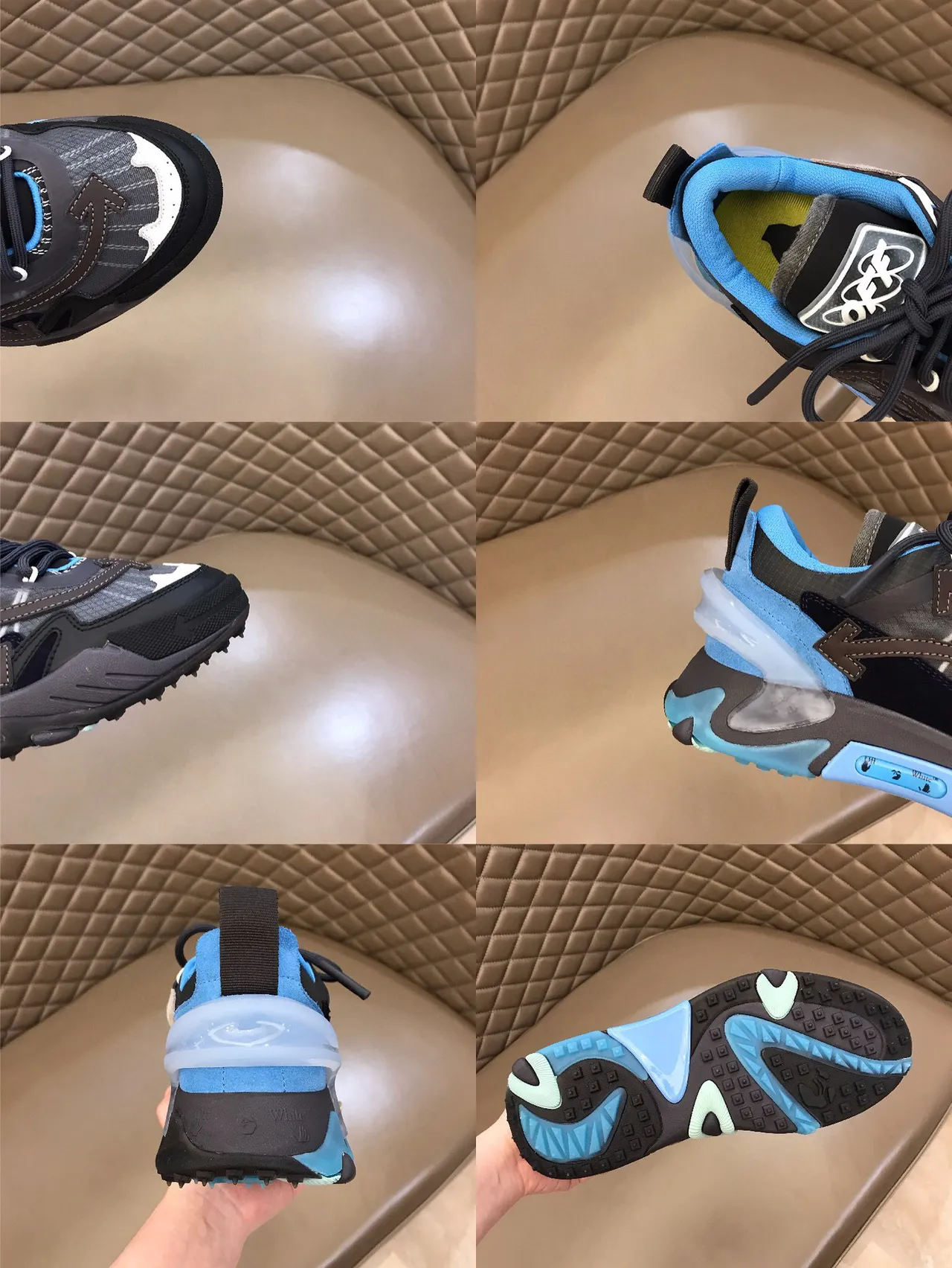 Off-White Black Blue Industrial Runner Layered Mesh-Synthetic Upper Chunky Sneakers 2