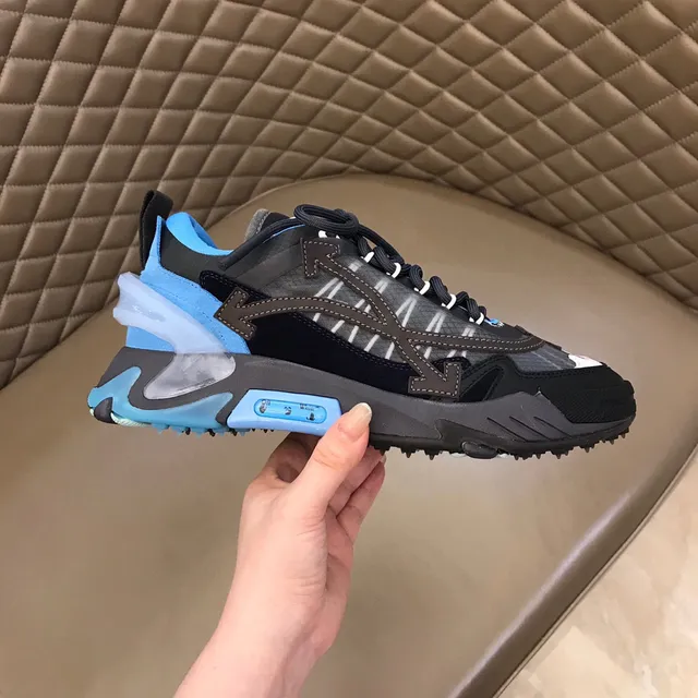 Off-White Black Blue Industrial Runner Layered Mesh-Synthetic Upper Chunky Sneakers 5