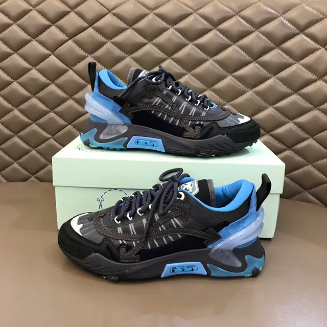 Off-White Black Blue Industrial Runner Layered Mesh-Synthetic Upper Chunky Sneakers 7
