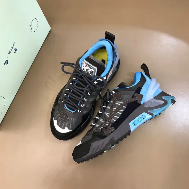 Off-White Black Blue Industrial Runner Layered Mesh-Synthetic Upper Chunky Sneakers 8
