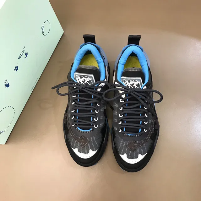 Off-White Black Blue Industrial Runner Layered Mesh-Synthetic Upper Chunky Sneakers 9