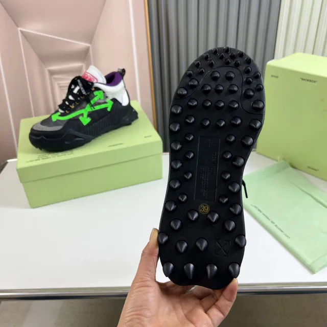 Off-White Noir Vert Semelle Industrielle Flèche Motif Sneakers Chunky 2