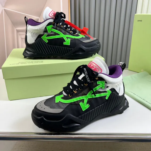 Off-White Noir Vert Semelle Industrielle Flèche Motif Sneakers Chunky 7