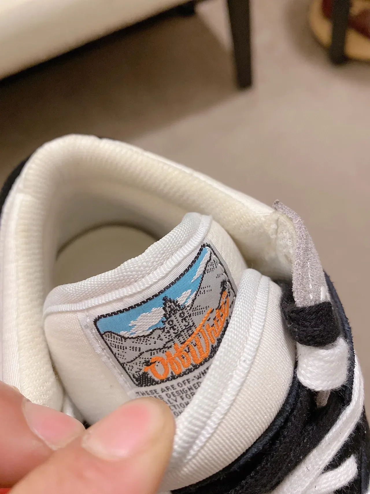 Off-White أسود عالي التوب سويد جلد مركب حذاء أسلوب حياة 4