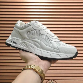 Off-White أسود تصميم صناعي شبكة متعددة الطبقات وجلد سينيكرز تشونكي