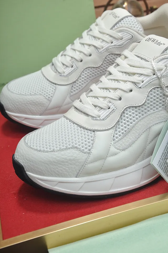 Off-White Black Industrial Design Layered Mesh And Leather Chunky Sneakers 3