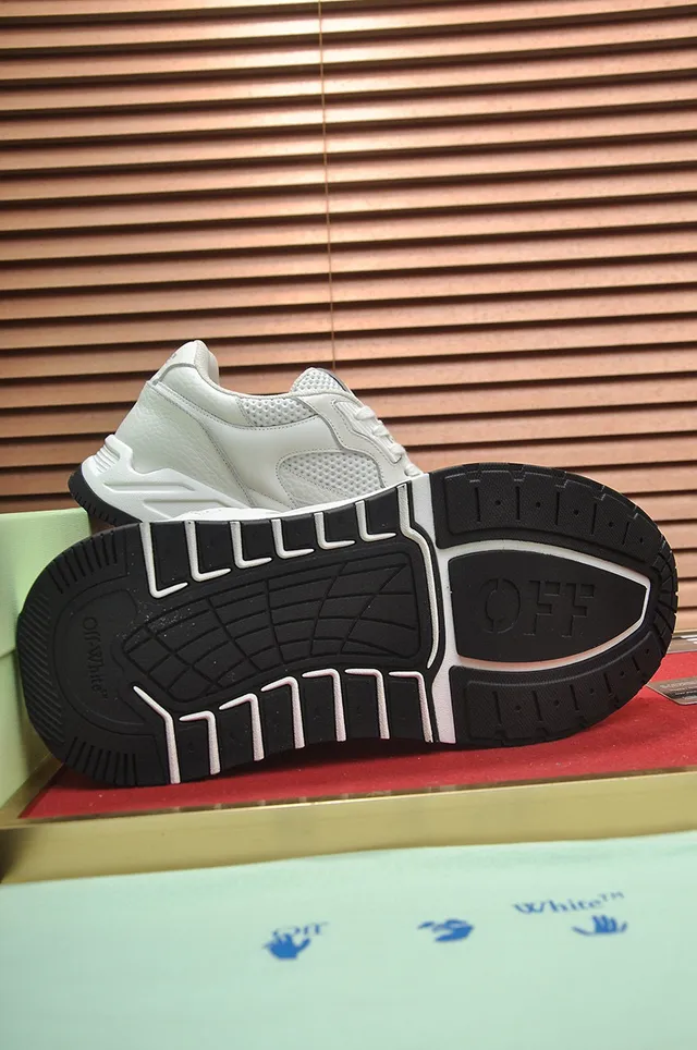 Off-White Black Industrial Design Layered Mesh And Leather Chunky Sneakers 4