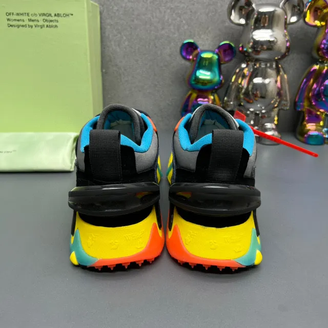 Off-White أسود متعدد الألوان نعل متعدد الألوان تفاصيل ربطة صناعية حذاء رياضي سميك 4