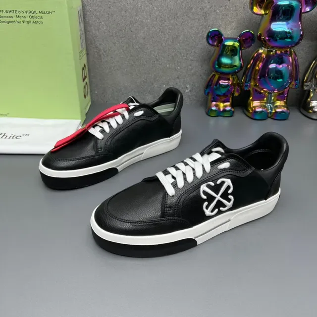 Off-White Tênis Lifestyle Couro Preto Vermelho Logo X Costurado 2