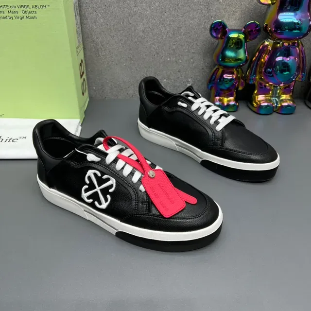 Off-White Tênis Lifestyle Couro Preto Vermelho Logo X Costurado 3