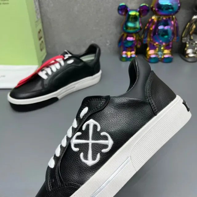 Off-White Tênis Lifestyle Couro Preto Vermelho Logo X Costurado 5