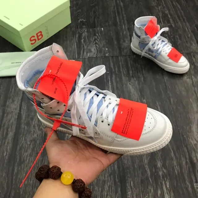 Off-White Blue High-Top Industrial-Detail Sneakers 7