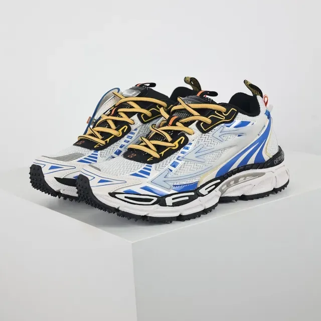 Off-White Blue Sole Layered Mesh And Synthetic Overlays Chunky Sneakers 2