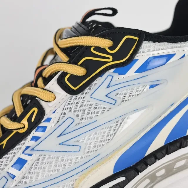 Off-White Blue Sole Layered Mesh And Synthetic Overlays Chunky Sneakers 6
