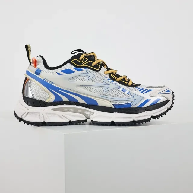 Off-White Blue Sole Layered Mesh And Synthetic Overlays Chunky Sneakers 7