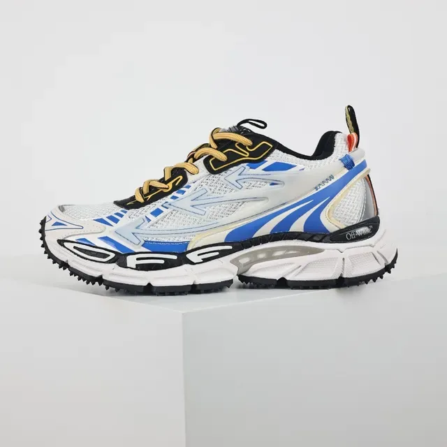 Off-White Blue Sole Layered Mesh And Synthetic Overlays Chunky Sneakers 9