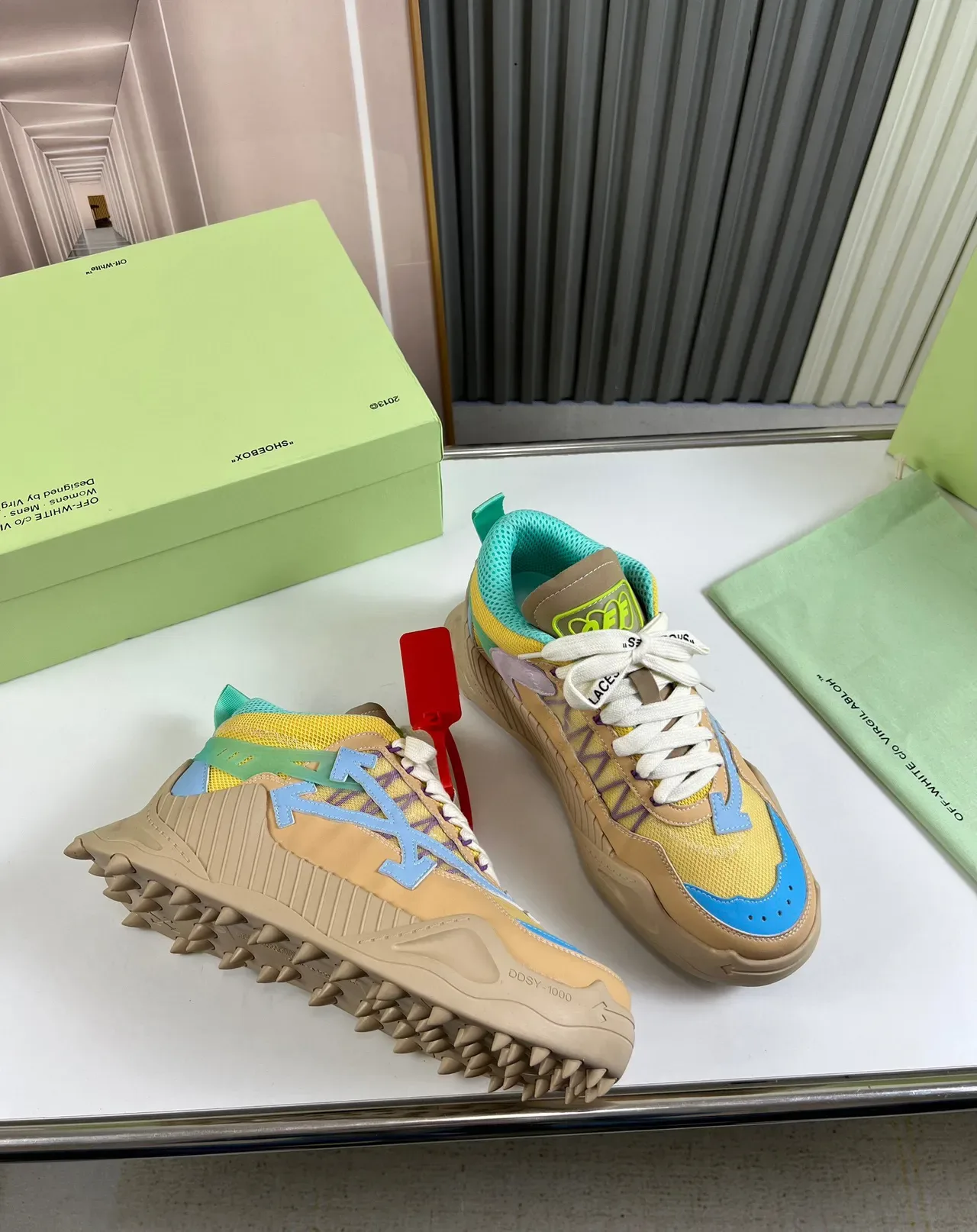 Off-White DD SY-1000 Beige Yellow Cyan Sneakers Chunky 5