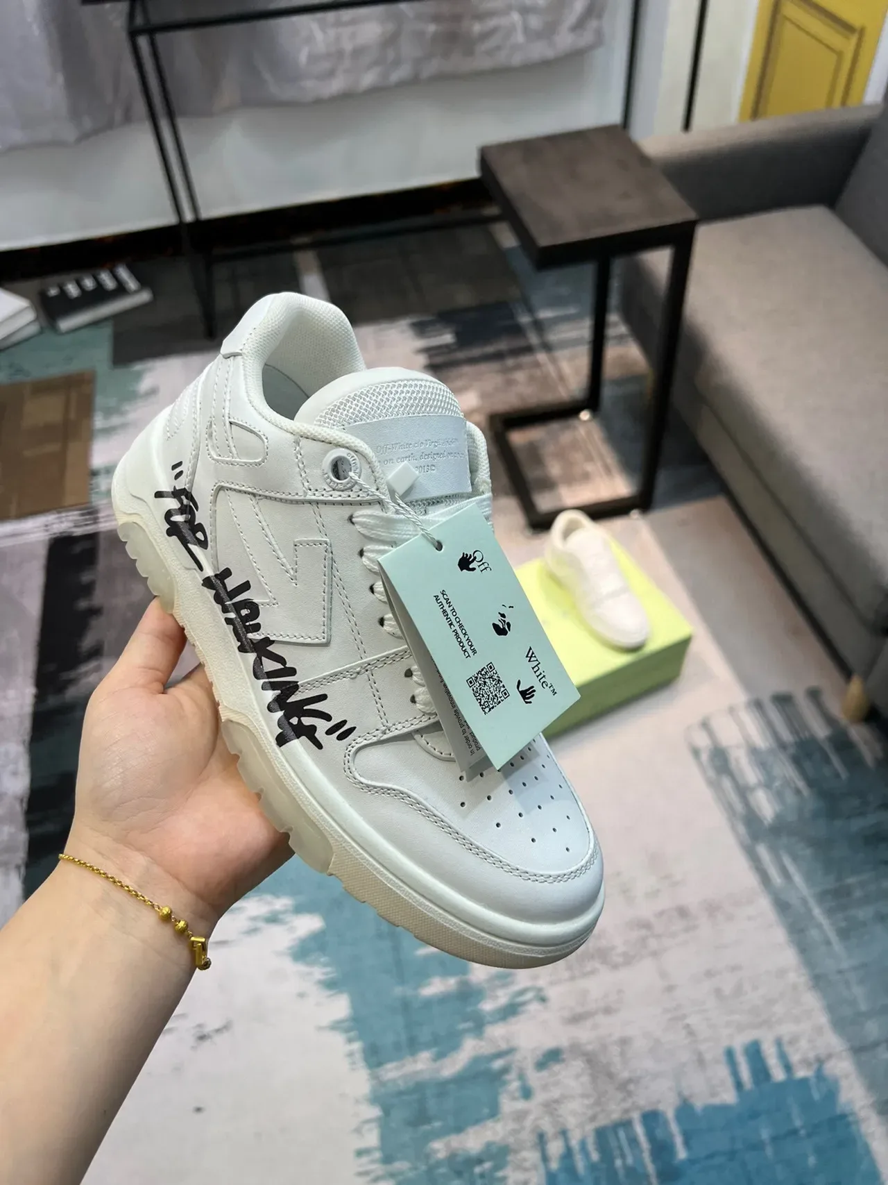 Off-White For Walking حذاء رياضي أسلوب حياة أبيض تصميم صناعي 7