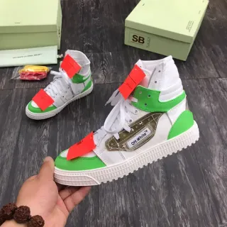 Off-White أخضر حذاء رياضي عالي الارتفاع بناء طبقي أسلوب حياة