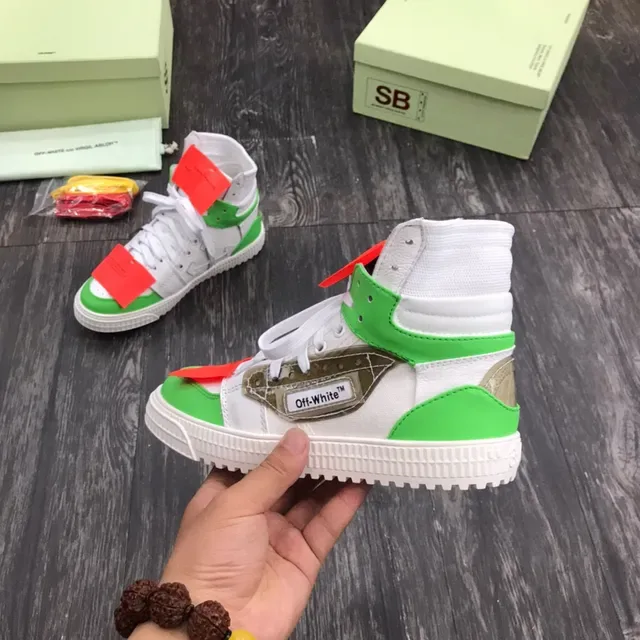 Off-White أخضر حذاء رياضي عالي الارتفاع بناء طبقي أسلوب حياة 4