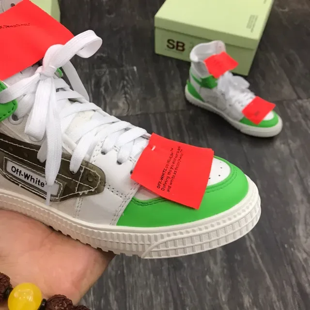 Off-White أخضر حذاء رياضي عالي الارتفاع بناء طبقي أسلوب حياة 5