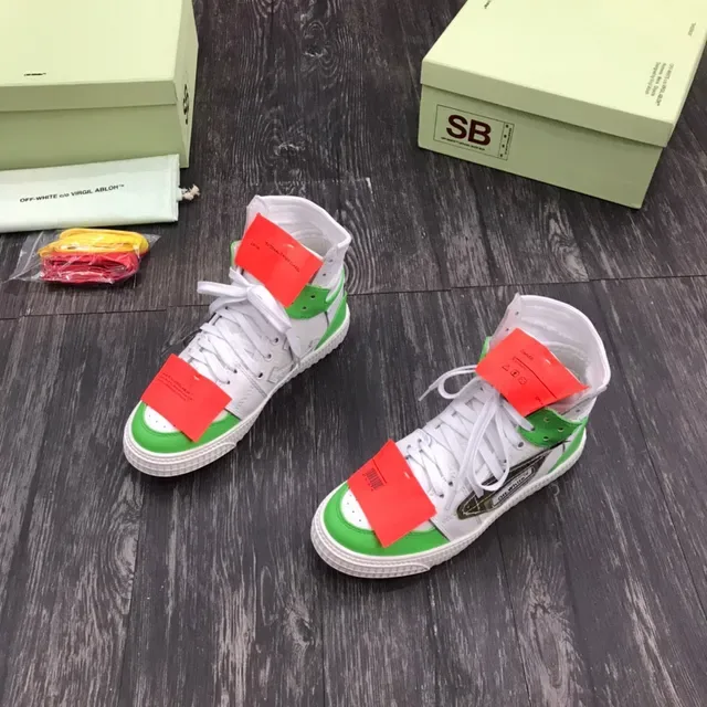 Off-White أخضر حذاء رياضي عالي الارتفاع بناء طبقي أسلوب حياة 6