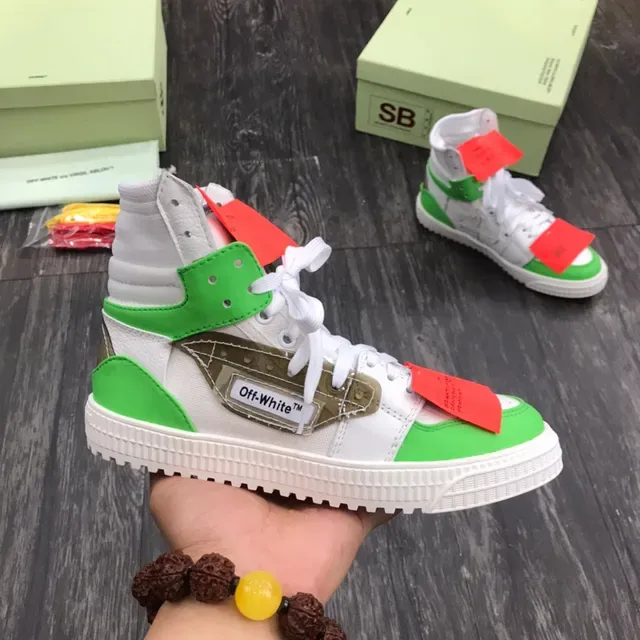 Off-White أخضر حذاء رياضي عالي الارتفاع بناء طبقي أسلوب حياة 8
