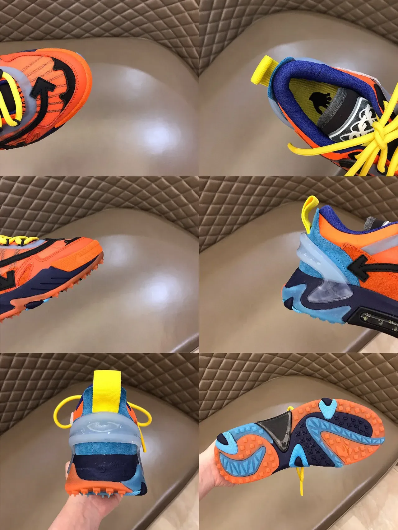 Off-White Tênis Chunky Runner Industrial Laranja Azul Sola Multicamadas 2
