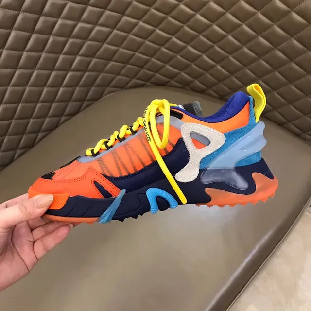 Off-White Tênis Chunky Runner Industrial Laranja Azul Sola Multicamadas 3