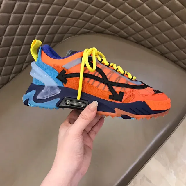 Off-White Tênis Chunky Runner Industrial Laranja Azul Sola Multicamadas 5