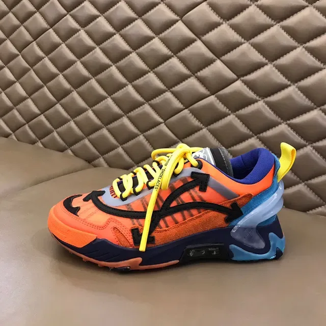 Off-White Tênis Chunky Runner Industrial Laranja Azul Sola Multicamadas 6
