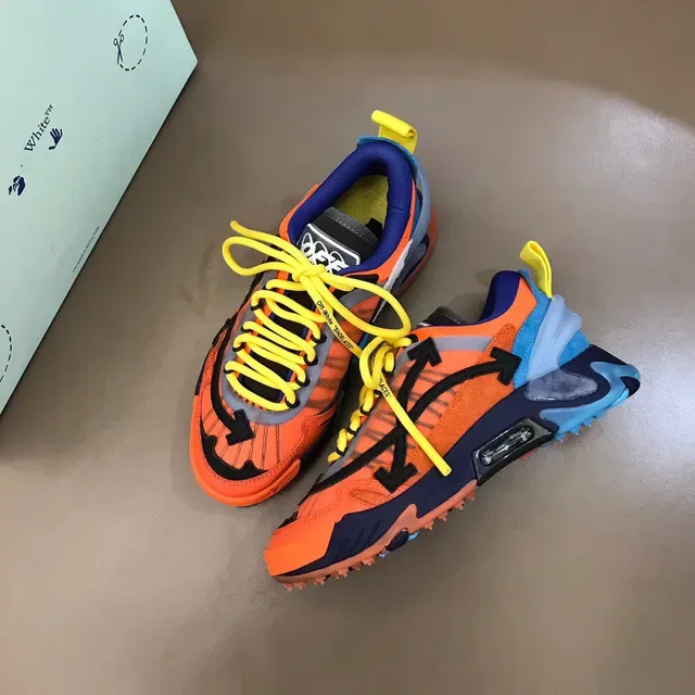Off-White Tênis Chunky Runner Industrial Laranja Azul Sola Multicamadas 8
