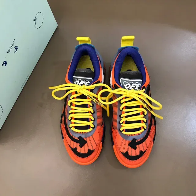 Off-White Tênis Chunky Runner Industrial Laranja Azul Sola Multicamadas 9