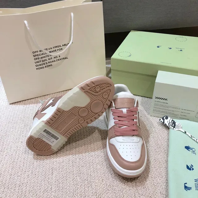 Off-White Pink Layered Panel Construction Exposed Stitching Chunky Sneakers 2