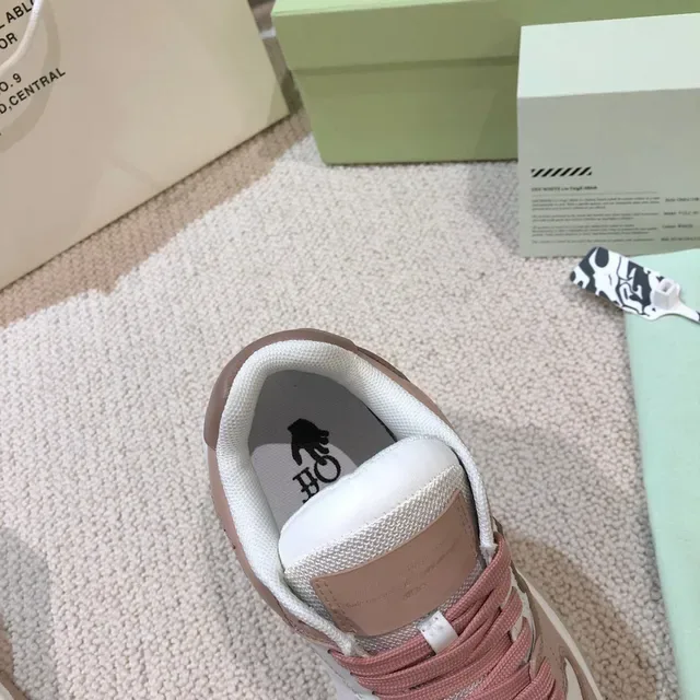 Off-White Pink Layered Panel Construction Exposed Stitching Chunky Sneakers 3