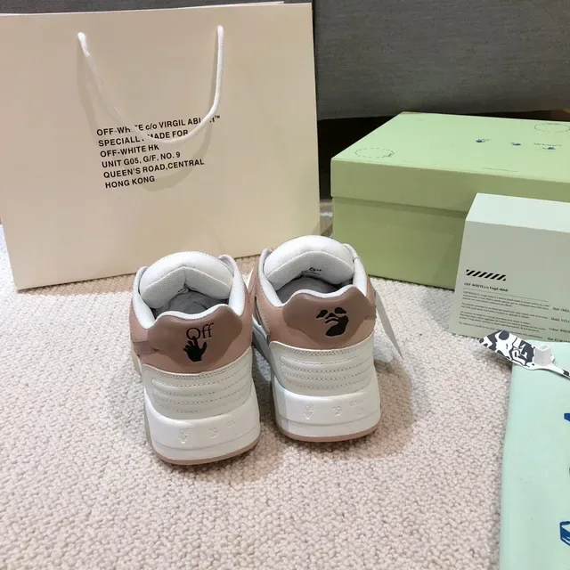 Off-White Pink Layered Panel Construction Exposed Stitching Chunky Sneakers 6