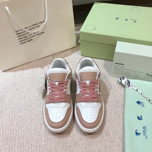 Off-White Pink Layered Panel Construction Exposed Stitching Chunky Sneakers 7