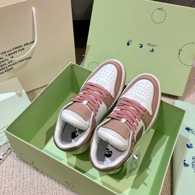 Off-White Pink Layered Panel Construction Exposed Stitching Chunky Sneakers 9