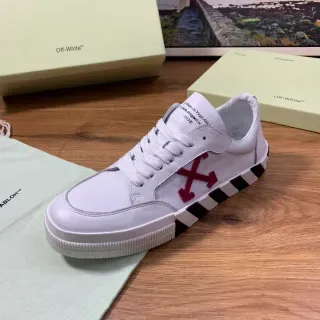 Off-White Red Leather And Canvas Upper Diagonal Arrow Logo Lifestyle Sneakers