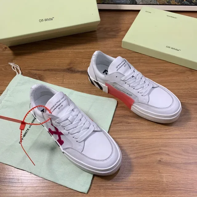 Off-White Red Leather And Canvas Upper Diagonal Arrow Logo Lifestyle Sneakers 6
