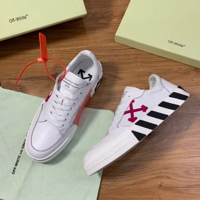 Off-White Red Leather And Canvas Upper Diagonal Arrow Logo Lifestyle Sneakers 7