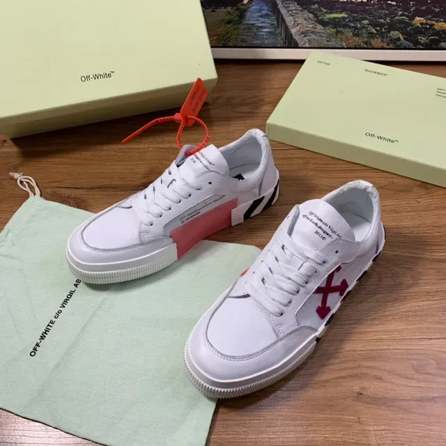 Off-White Red Leather And Canvas Upper Diagonal Arrow Logo Lifestyle Sneakers 8