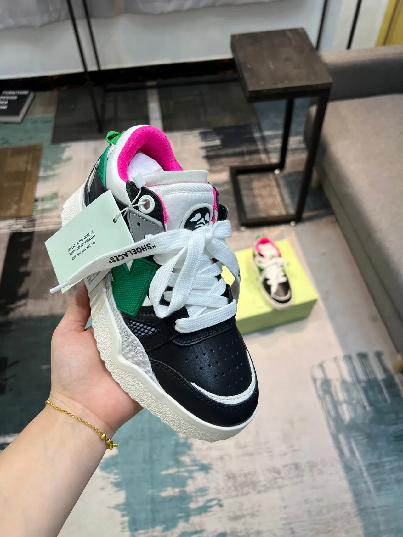 Off-White Runner Noir Vert Rose Chaussures Lifestyle 6