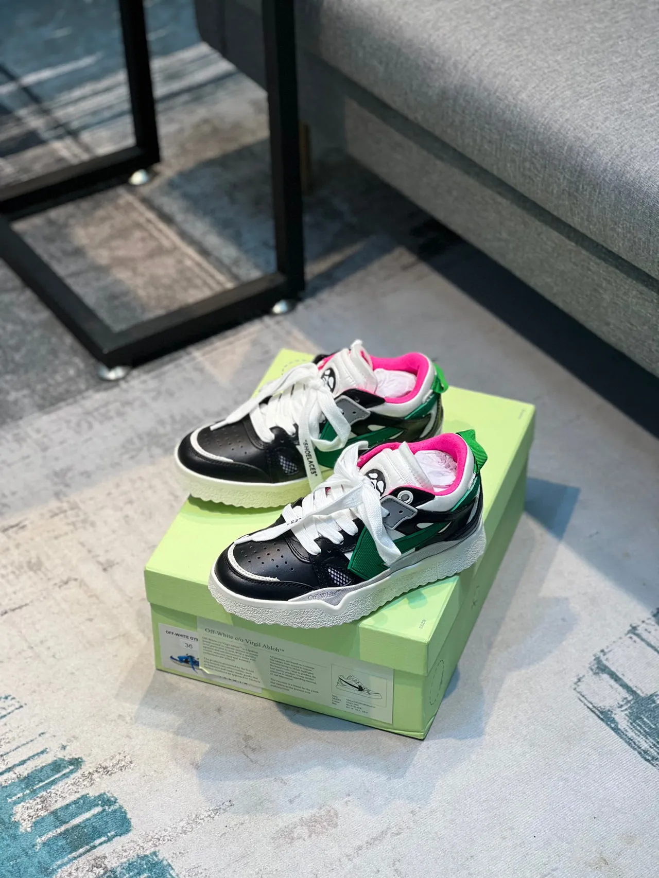 Off-White Runner Noir Vert Rose Chaussures Lifestyle 7