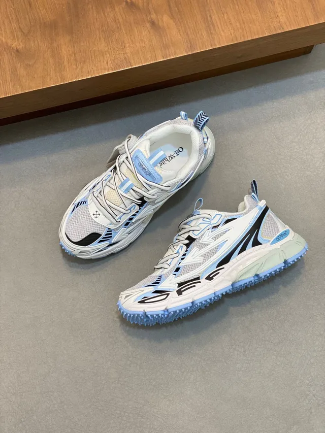 Off-White Runner সাদা হালকা নীল কালো চাঙ্কি স্নিকার 6