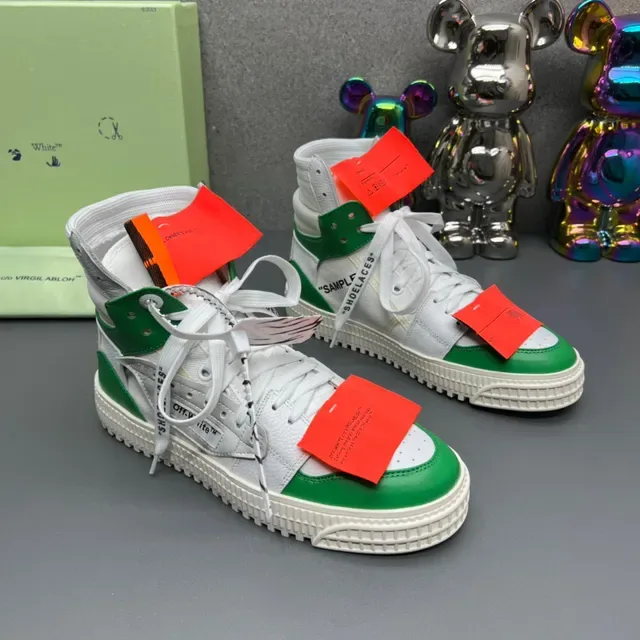 Off-White The Ten Chaussures Lifestyle Hautes à Lacets Industriels Blanc et Vert 2