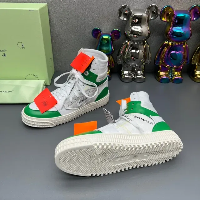 Off-White The Ten Chaussures Lifestyle Hautes à Lacets Industriels Blanc et Vert 3
