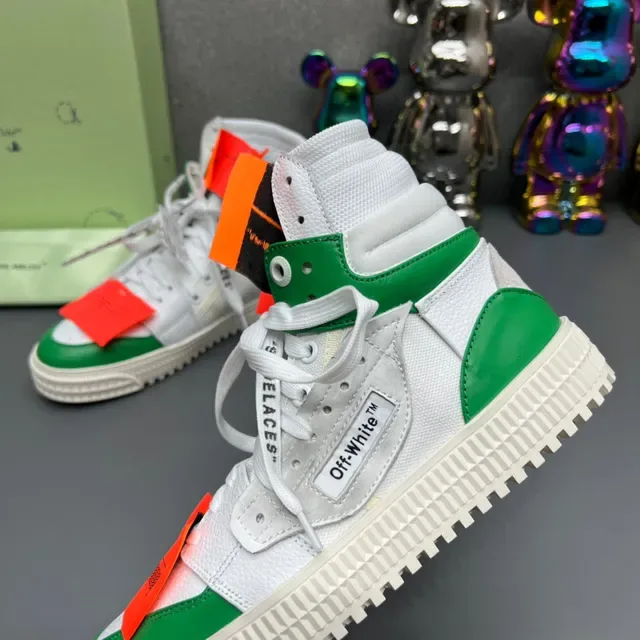 Off-White The Ten Chaussures Lifestyle Hautes à Lacets Industriels Blanc et Vert 6